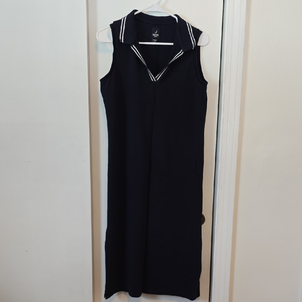 Nautica Navy Midi Dress with White Accents